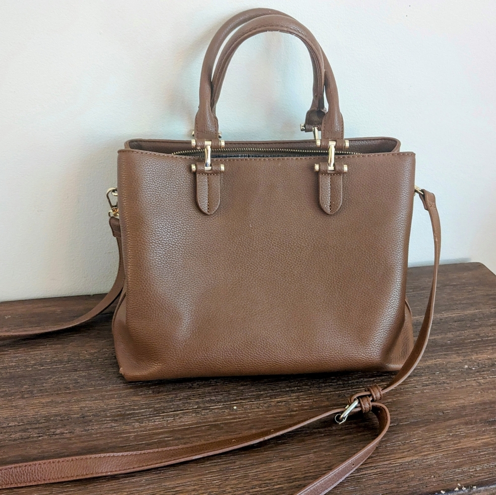 Miztique faux-leather brown satchel purse